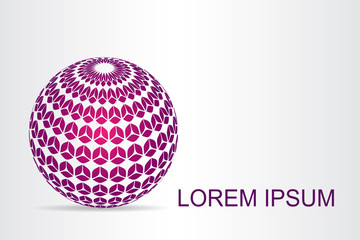  Abstract technology logo stylized spherical surface with abstract shapes.