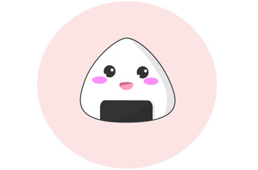 Vector of a rice ball with a very kawaii happy face.