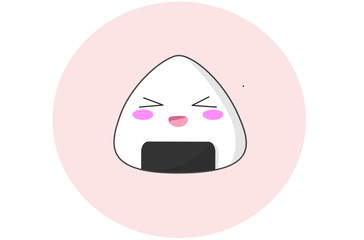 Vector of a rice ball with a very kawaii happy face.