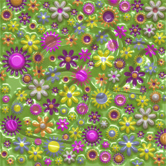 Colorful floral background, 3d illustration.