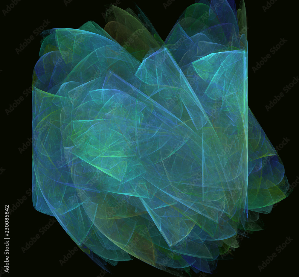 Poster green blue abstract fractal texture on black background. fantasy fractal texture. digital art. 3d re