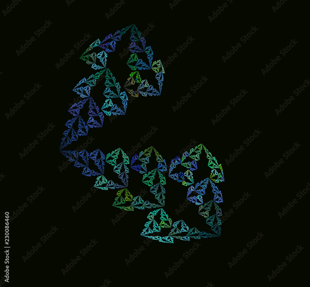 Poster green blue abstract fractal texture on black background. fantasy fractal texture. digital art. 3d re