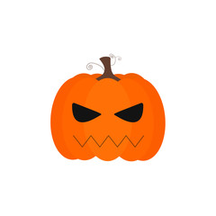 Vector of a simple pumpkin with bad face and black eyes.