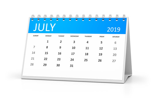 table calendar 2019 july