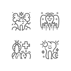 Modern set of dentist clinic icons. Premium medicine symbol collection. Vector stomatology illustration. Line orthodontic pictogram pack.