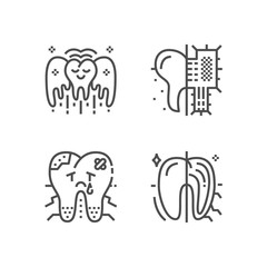 Modern set of dentist clinic icons. Premium medicine symbol collection. Vector stomatology illustration. Line orthodontic pictogram pack.