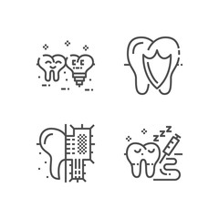 Modern set of dentist clinic icons. Premium medicine symbol collection. Vector stomatology illustration. Line orthodontic pictogram pack.