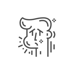 Modern sad man icon. Premium medicine symbol. Vector stomatology illustration. Line orthodontic pictogram.