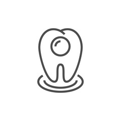 Modern tooth point icon. Premium medicine symbol. Vector stomatology illustration. Line orthodontic pictogram.