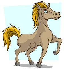 Cartoon cute little standing horse vector icon