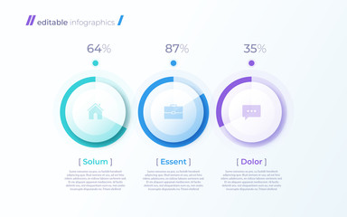 Vector modern editable infographic template with percentage diagrams
