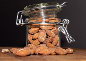 Almond. Food. Nuts. Glass Jar