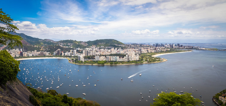 Panoramic aerial view of Rio de Janeiro and Guanabara Bay - Rio de Janeiro, Brazil