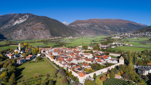 City of Glorenza, Trentino.
Fortified city in Val Venosta. Aerial shot