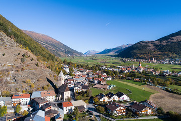 Village of Laudes, Val Venosta, South Tyrol. Alpine village in Trentino