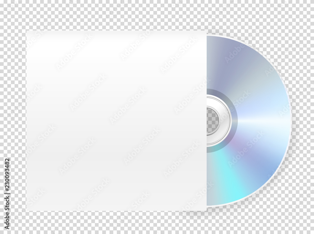 Poster Modern cd-rom with cover vector mockup. Vector object isolated on transparent background