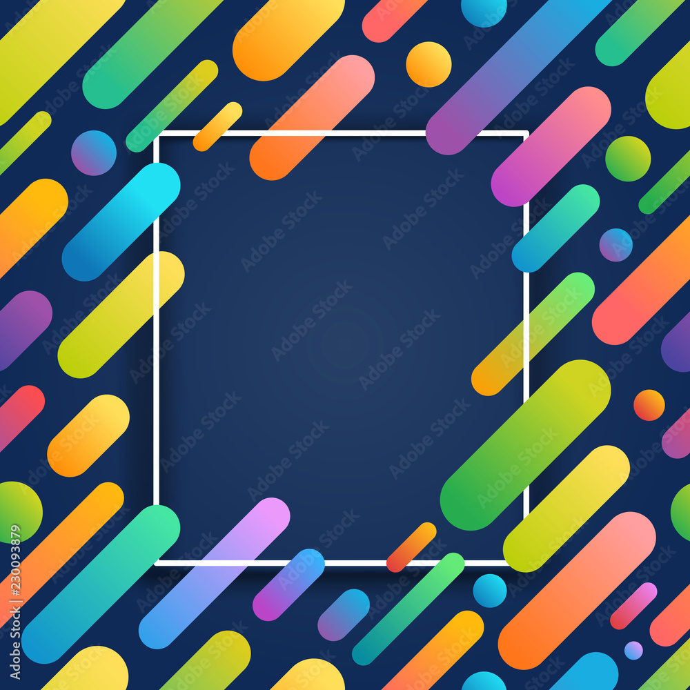 Poster vector cover of presentation template. different colorful elements and white frame. layout for a tex