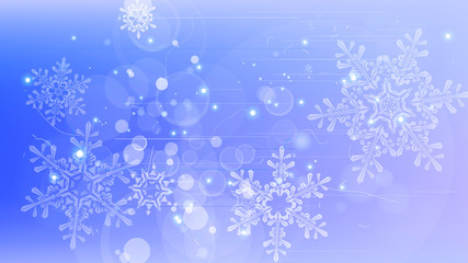 Snowflakes and festive lights - vector background with beautiful snowflakes that merrily shine and shimmer in color space