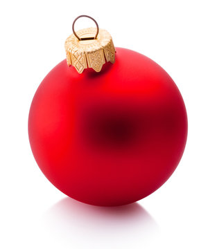 Christmas red bauble isolated on white background