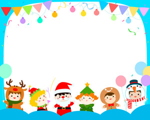Obraz na płótnie Canvas Joyful kids with Christmas costumes background vector.