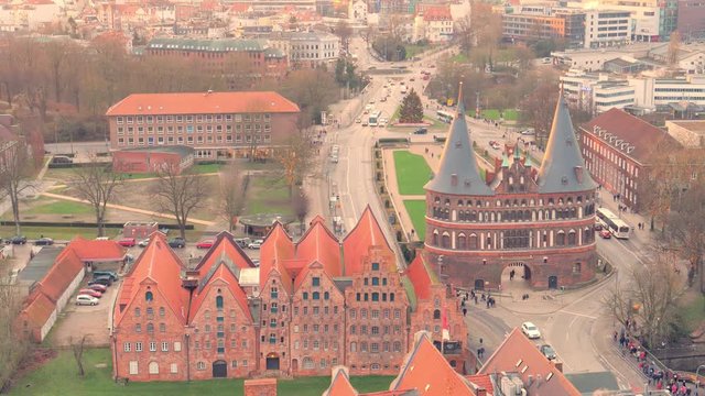 City Gate view from above. Lubeck. Germany