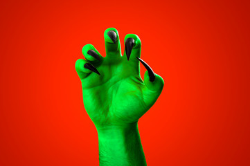 Halloween, nightmare creature and evil monster horror story concept with a scary zombie or demon...
