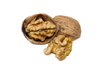 Isolated walnuts on white background