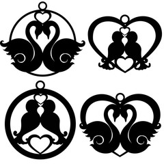 Naklejka premium pendant with a silhouette of swans
