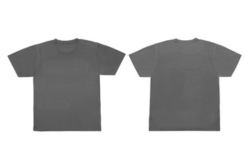 Isolated  Blank Gray Front and Back T-Shirt Template For Mock-Up Graphic