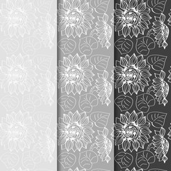 floral seamless pattern with flowers and leaves, sunflower