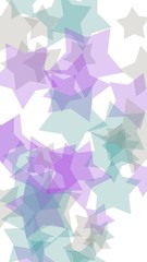 Multicolored translucent stars on a white background. Vertical image orientation. 3D illustration