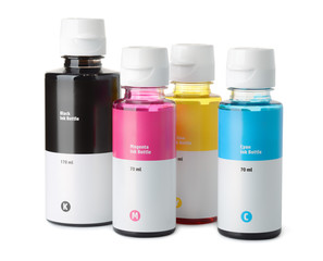 Set of printer ink bottles