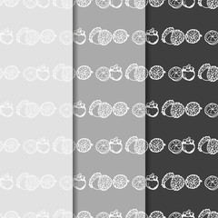 Lychee, mangosteen tropical fruits seamless pattern