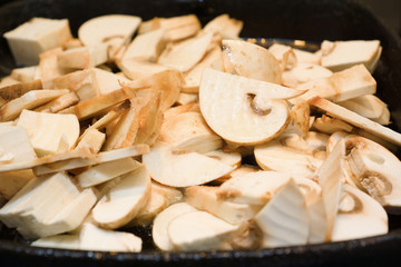 mushrooms are fried
