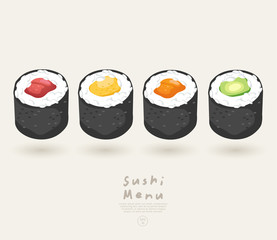 Set of Sushi Rolls : Vector Illustration