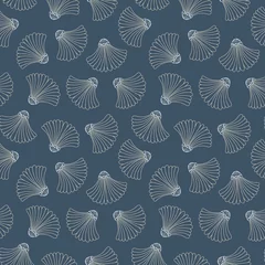 Cercles muraux Style japonais Modèle sans couture de vecteur de ventilateurs abstraits japonais dessinés à la main indigo. Traditionnel Katazome Katagami Geo Resist Dye Style