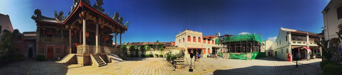 Beautiful panorama shot of Khoo Kongsi Temple in George Town, Penang