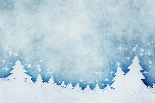 blue christmas background watercolors