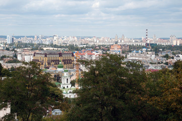 Сity of Kiev, Ukraine. General view of the big city, capital, metropolis from the top