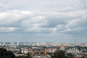 Сity of Kiev, Ukraine. General view of the big city, capital, metropolis from the top