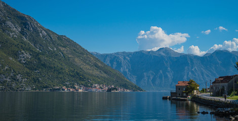 Picturesque Old Summer House Along The Water in Bay of Kotor, Adriatic Sea, Monenegro