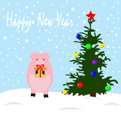 vector illustration greeting card, new year