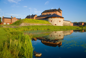 Solar July morning at the fortress of the Hameenlinna city. Finland