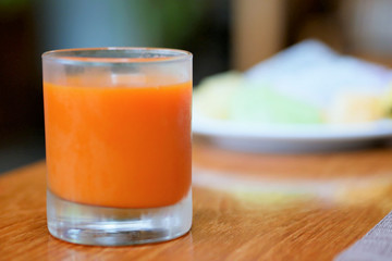 Coldpress carrot juice  in a glass.