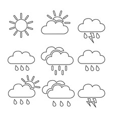 Line weather icons forecast web collection flat vector illustration 