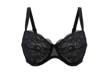 Beautiful black bra isolated on white background