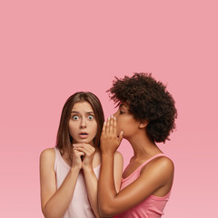 Omg, it can not be truth! Stupefied woman stares with widely opened eyes as hears unexpected rumor...
