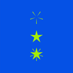 Obraz premium Vector green stars icon on blue background