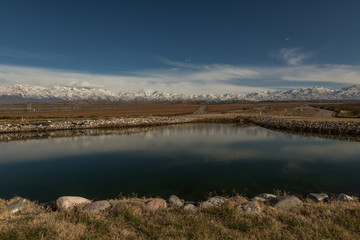 Fototapeta premium Mendoza Valley de Uco view of the Andes and vineyard