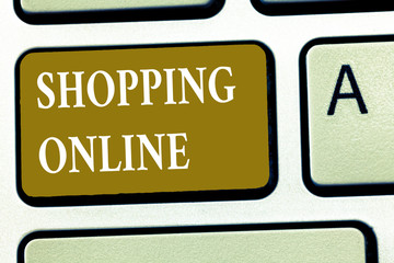 Text sign showing Shopping Online. Conceptual photo buying you want through internet website then deliver it.